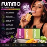 Buy FUMMO King 6000 Puffs 20MG Disposable Rechargeable Vape in Dubai