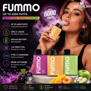 Buy FUMMO King 6000 Puffs 20MG Disposable Rechargeable Vape in Dubai
