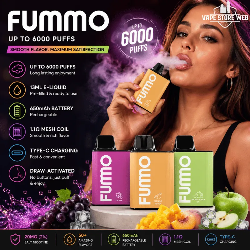 Buy FUMMO King 6000 Puffs 20MG Disposable Rechargeable Vape in Dubai