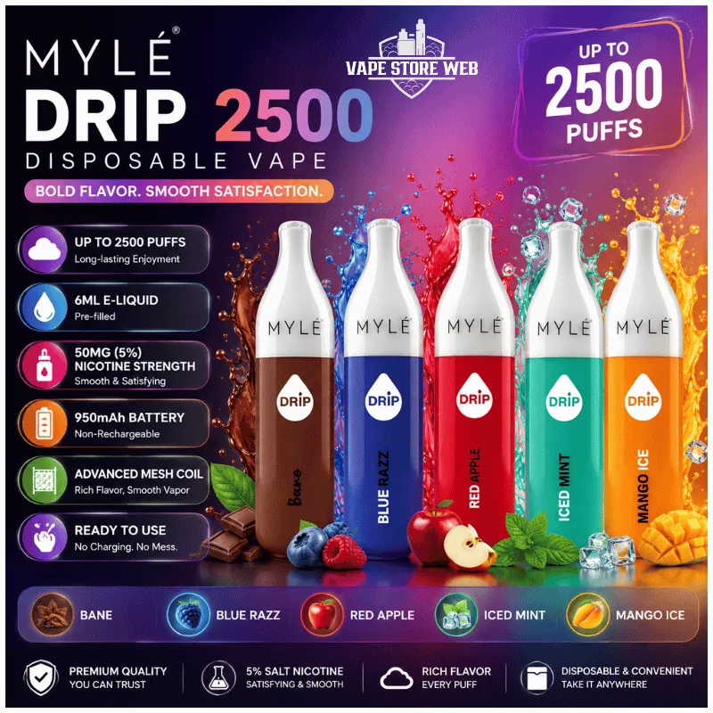 MYLE Drip 2500 Puffs 50Mg Disposable Vape in Dubai
