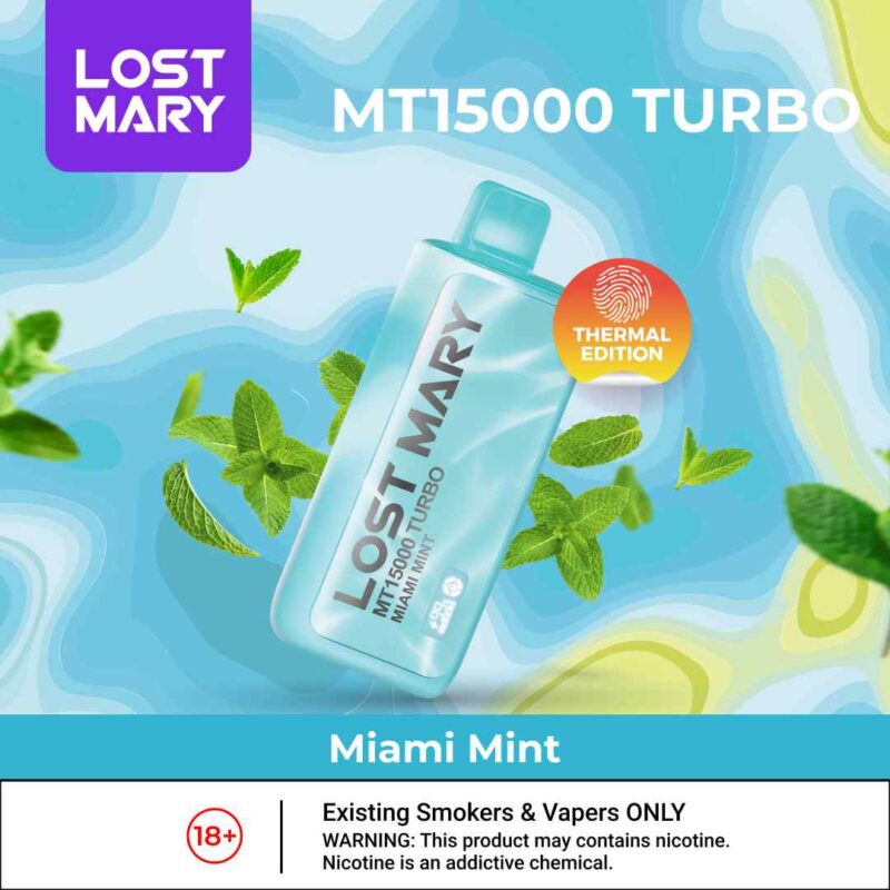 MIAMI MINT LOST MARY MT15000 Turbo 15000 Puffs 5% (50MG) Disposable Vape In Dubai