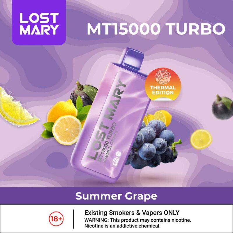 SUMMER GRAPE LOST MARY MT15000 Turbo 15000 Puffs 5% (50MG) Disposable Vape In Dubai