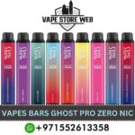 VAPES BARS Ghost Pro 3500 Puffs Zero Nicotine 0MG Disposable Nicotine Free Vape in Dubai