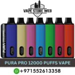PURA Pro 12000 Puffs 20 MG and 50MG Disposable Vape in Dubai