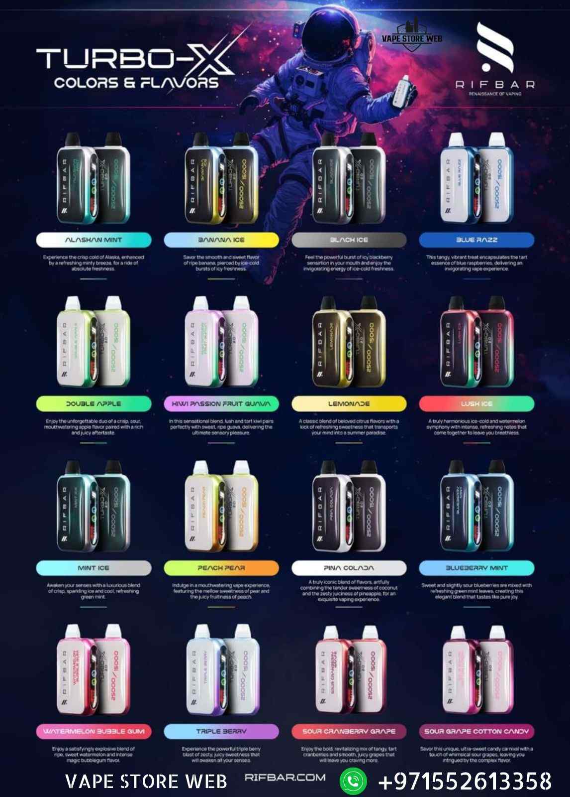 RIFBAR Turbo-X 25000 Puffs 50mg Disposable Vape in Dubai - Image 2
