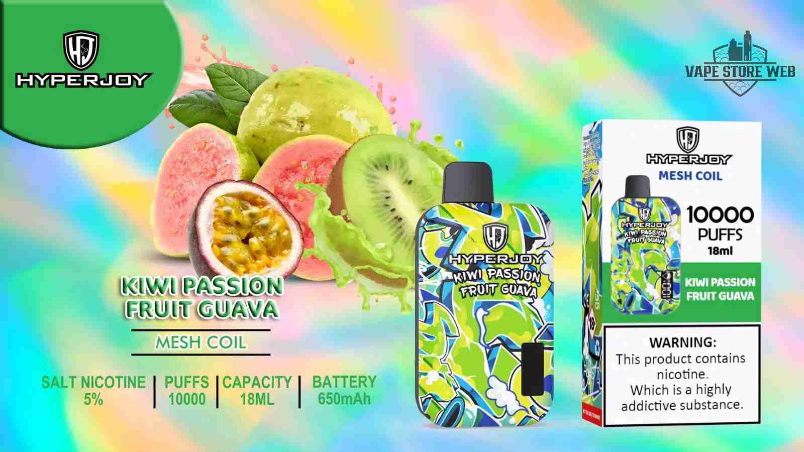HYPERJOY Limited Edition 10000 Puffs Disposable Vape In UAE kiwi passion fruit guava