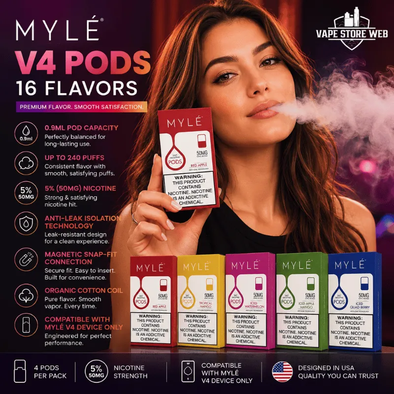 Myle V4 Pods 16 Flavors | Best Myle Vape In Dubai UAE(5pc/pack)