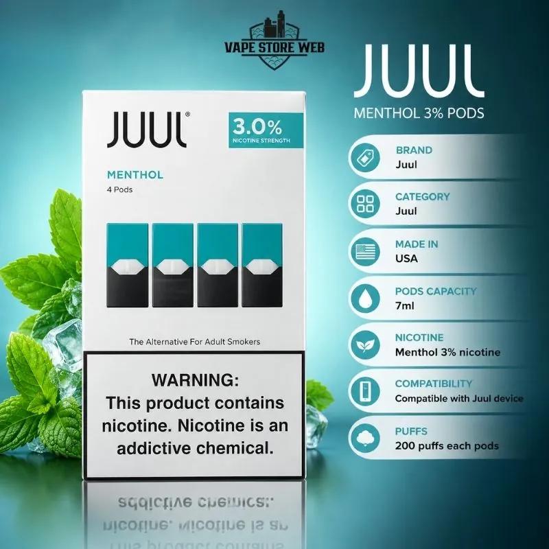 Juul Pods UAE Menthol 3% 4PcPack - Image 2