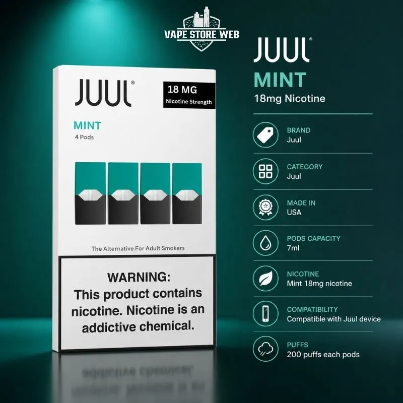 Juul Pods UAE Mint 18MG 4PcPack - Image 2