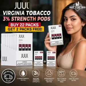 Juul Pods Virginia Tobacco 3% 22 packs | Get Free 2 Packs