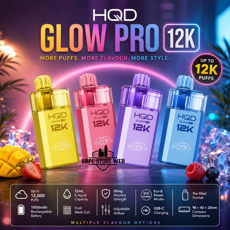 HQD Glow PRO 12000 Puffs Disposable Kit (Replaceable pod system) in UAE