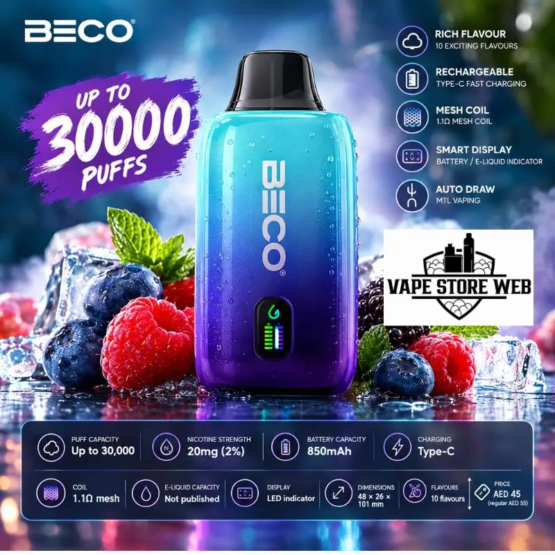Beco Pop 30000 Puffs Disposable Vape 20mg Nicotine Dubai UAE